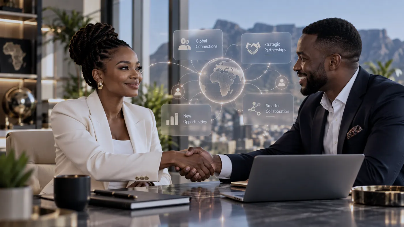 Two business professionals meeting to discuss new opportunities